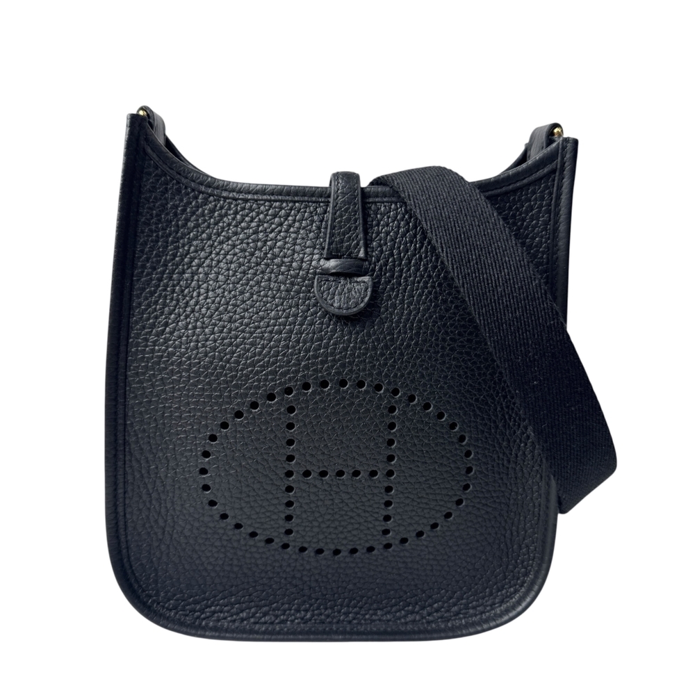 Hermes Evelyne TPM Black Noir Gold Hardware Shoulder Bag Crossbody for Women